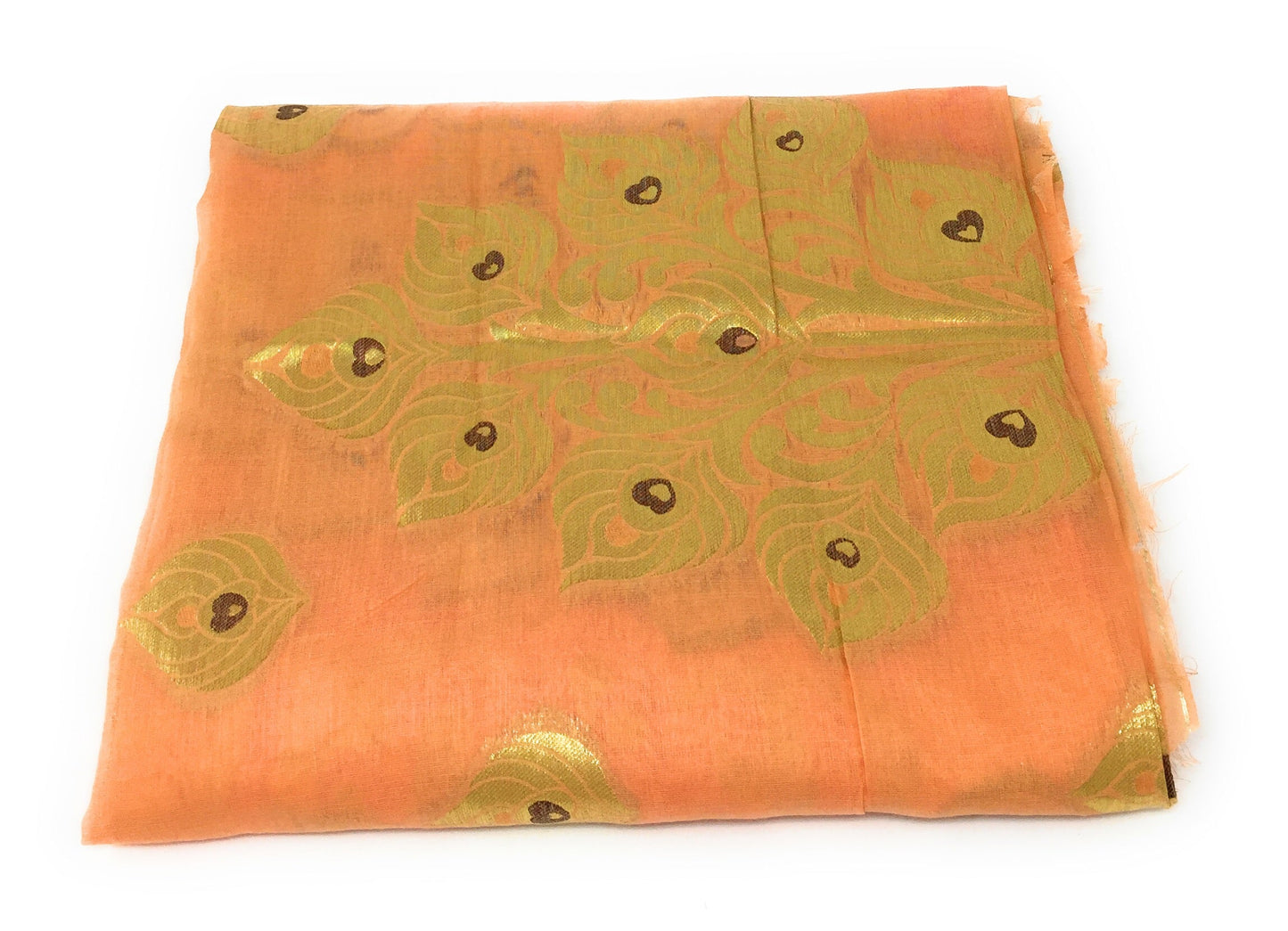 Dupatta party wear in Brocade work, Peach and Gold