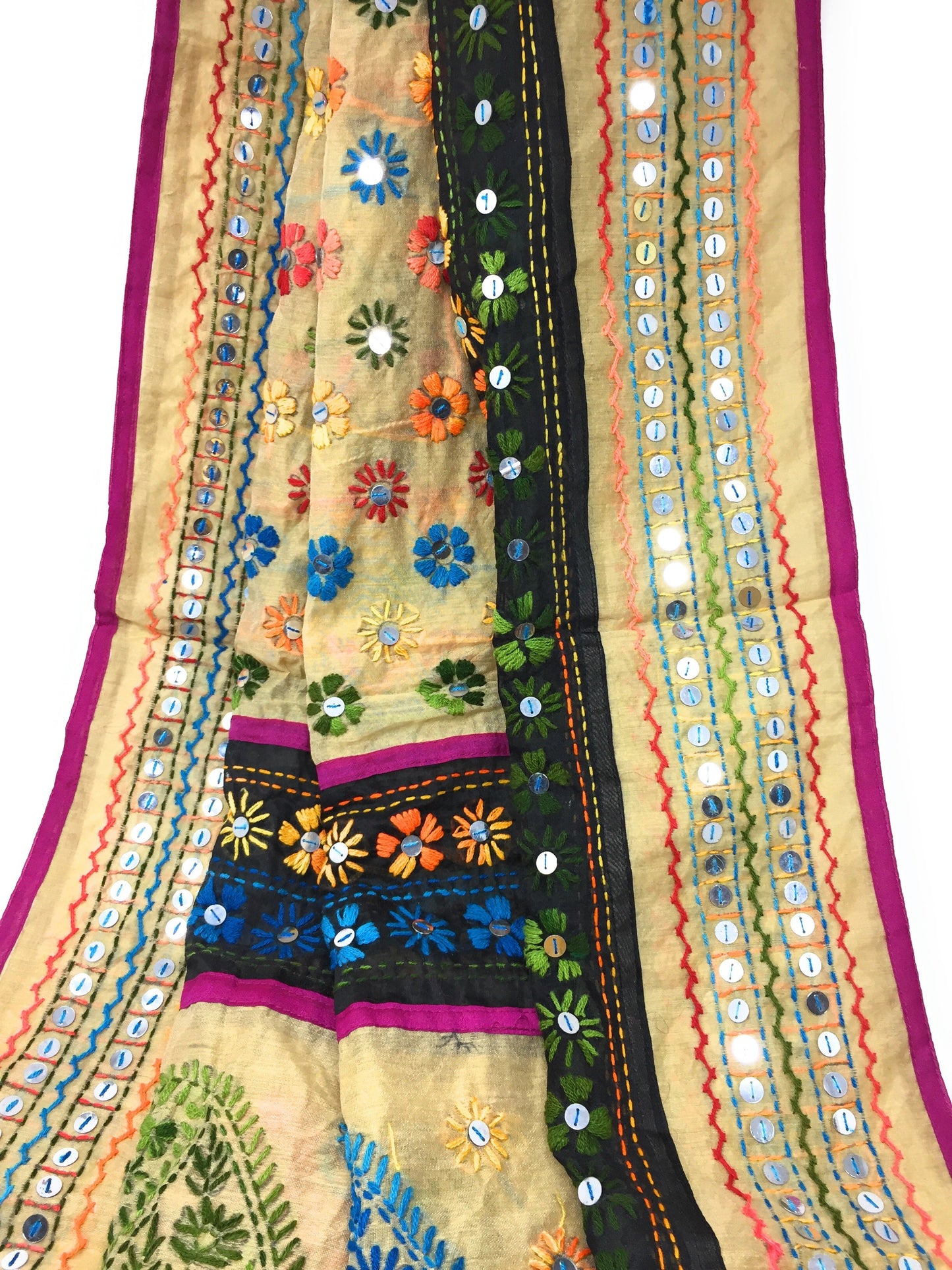 phulkari dupatta with mirror work
