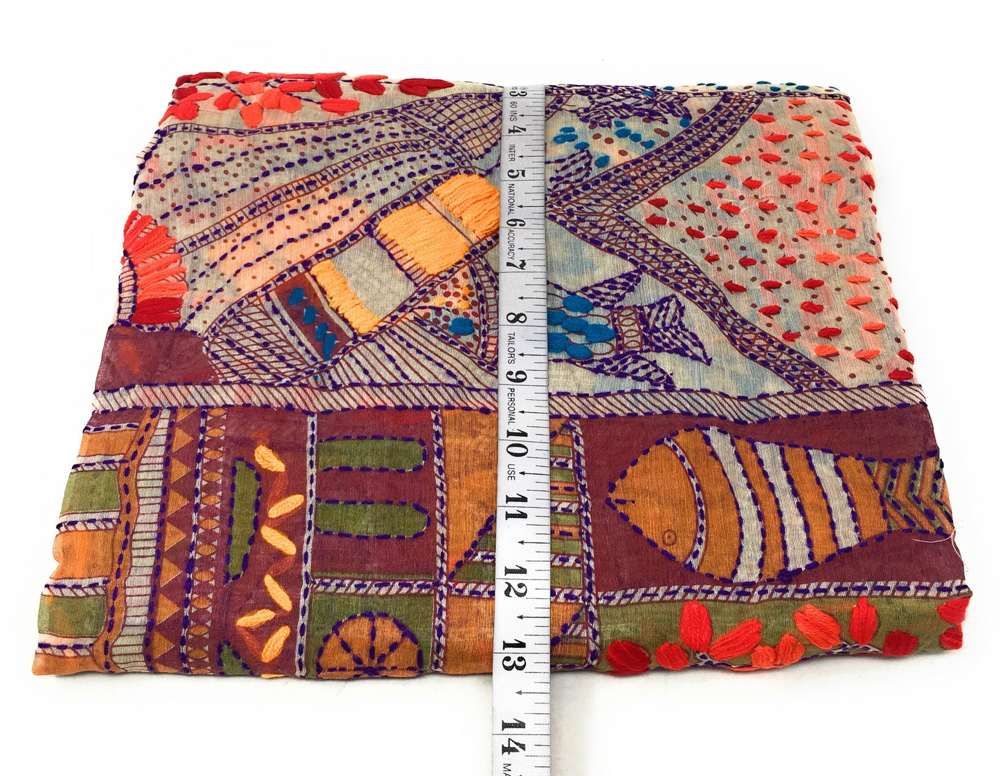 Embroidery Dupatta - Kantha Work on Madhubani Art Form