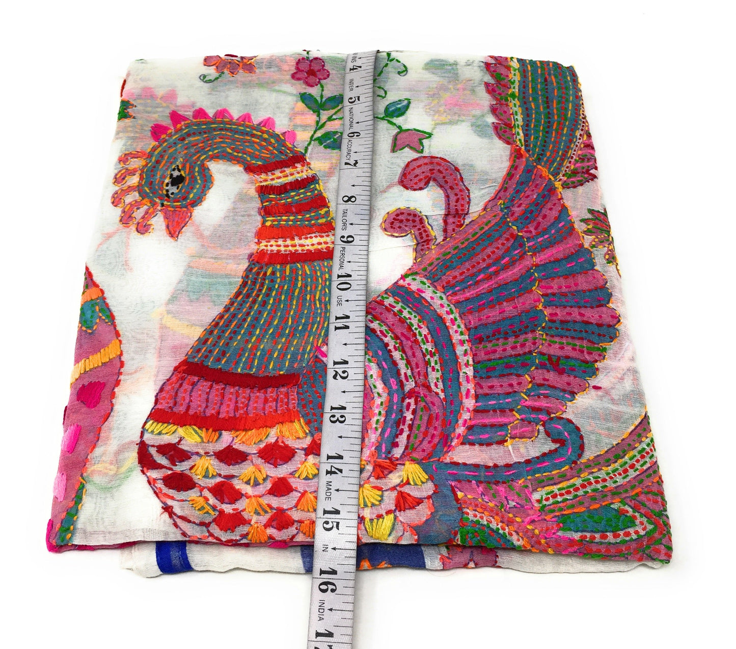 Embroidered Dupatta - Madhubani Art n Kantha Stitch