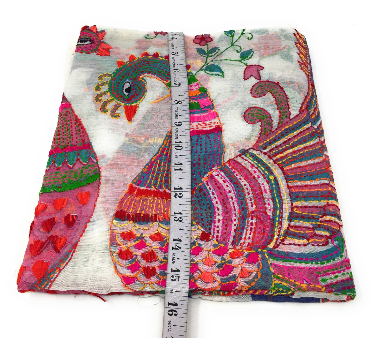 Hand Embroidery Dupatta - Kantha Stitch on Madhubani Drawing