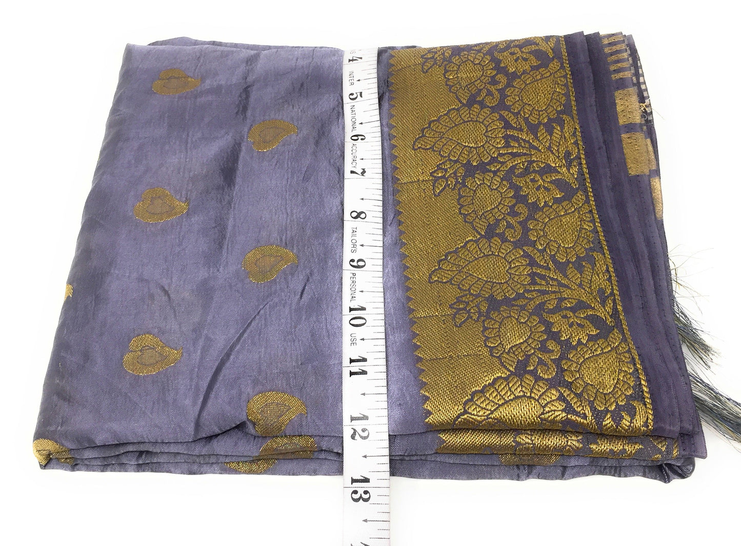 Grey Brocade Dupatta with Gold Paisley Motifs
