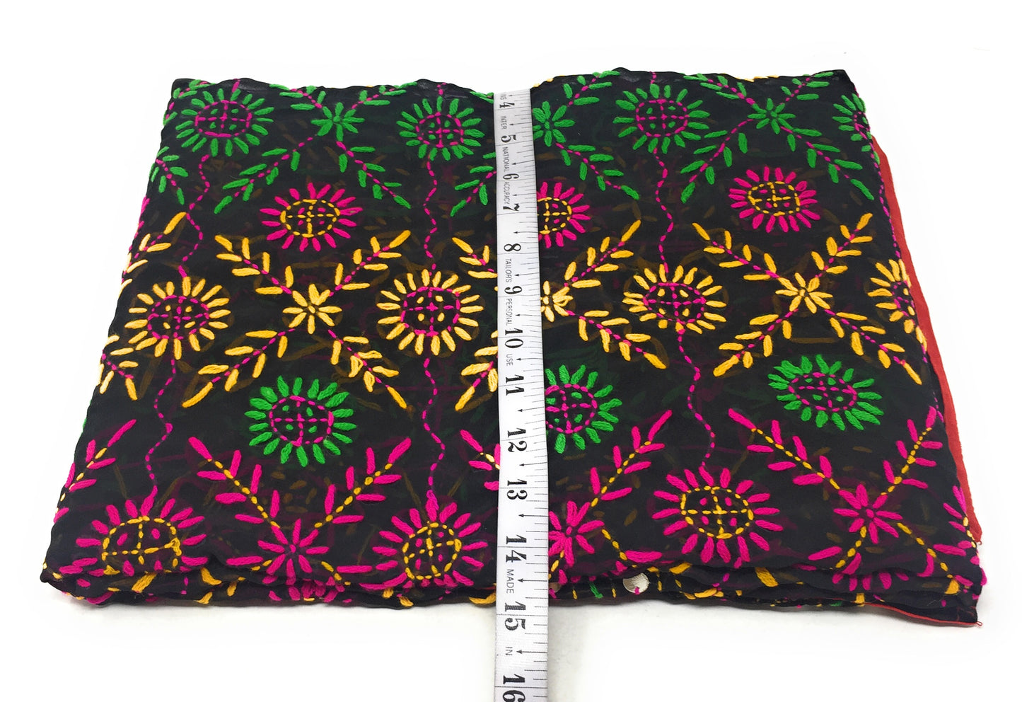 Phulkari Dupatta in Black n Red