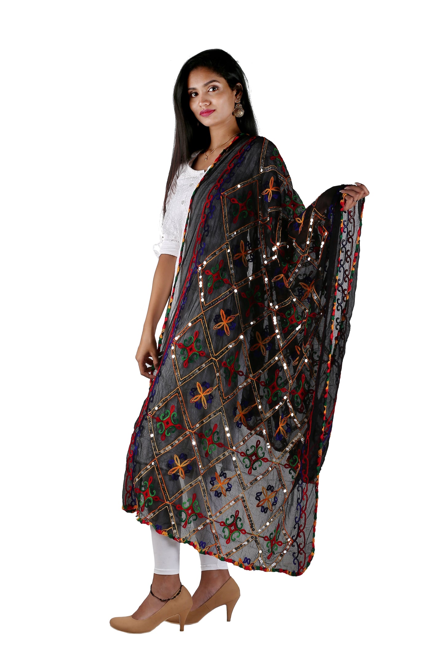 Black Embroidered Dupatta