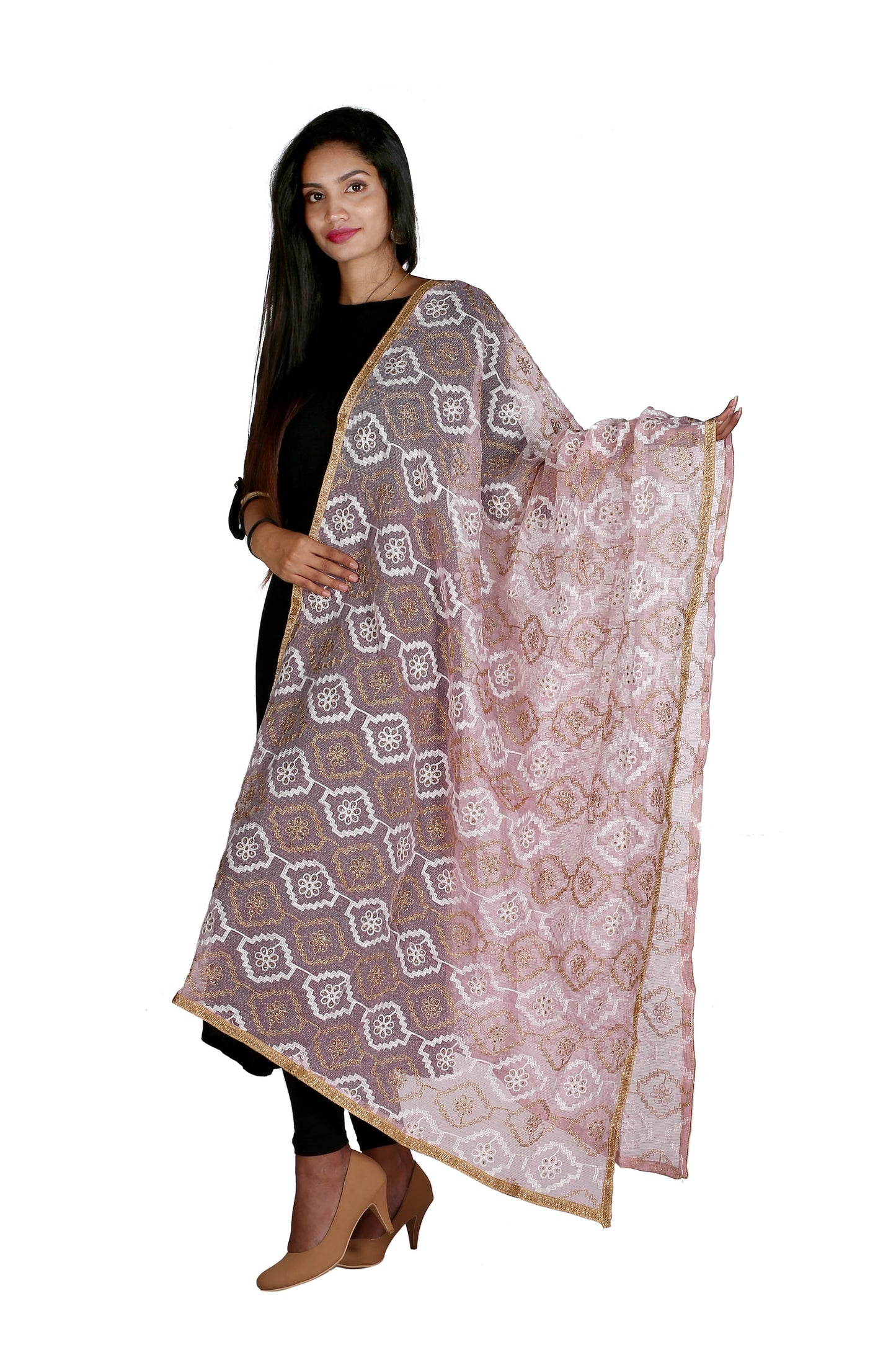 latest designer dupattas with Embroidery in Red
