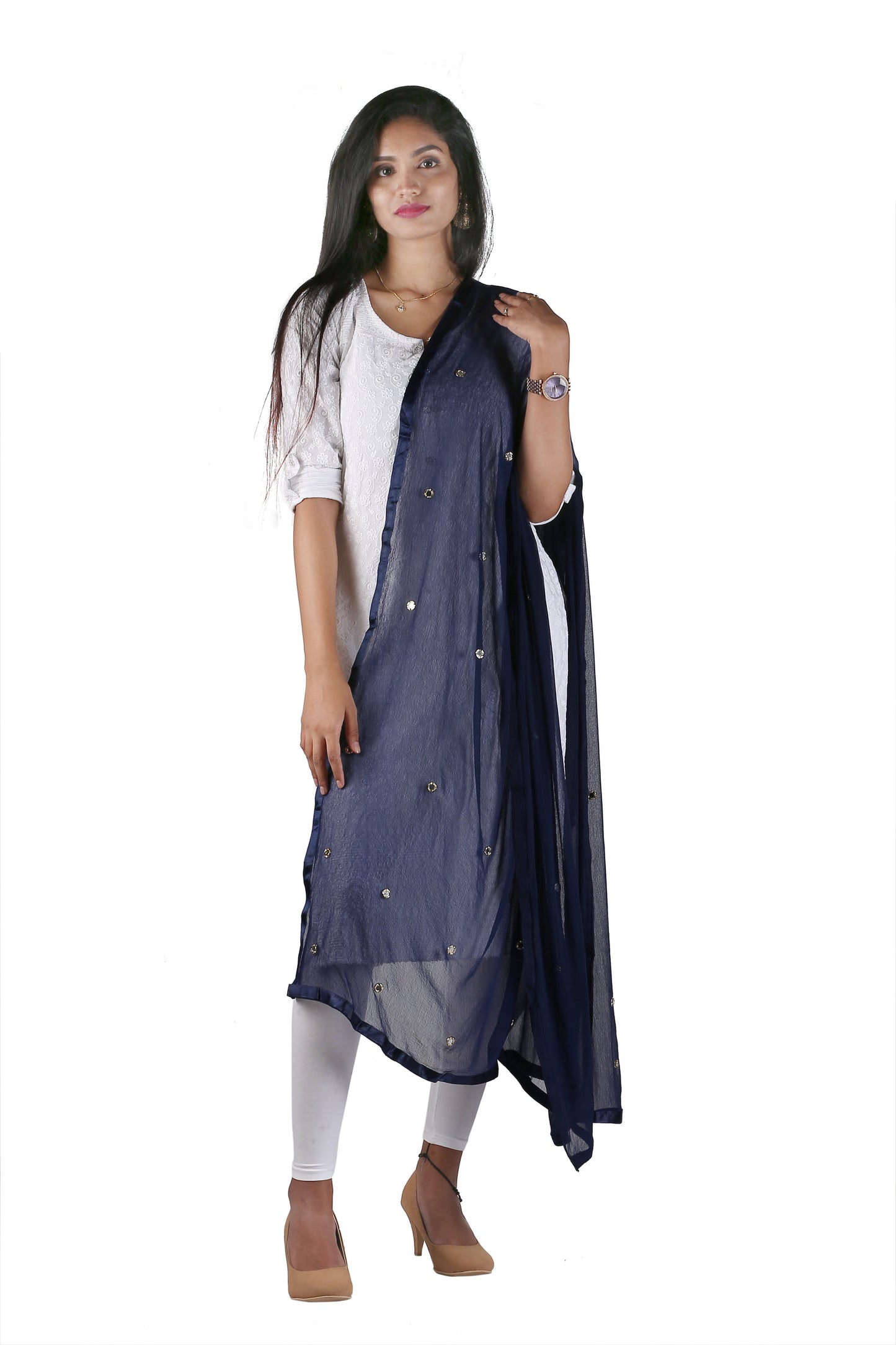 Navy Blue Chiffon Dupatta