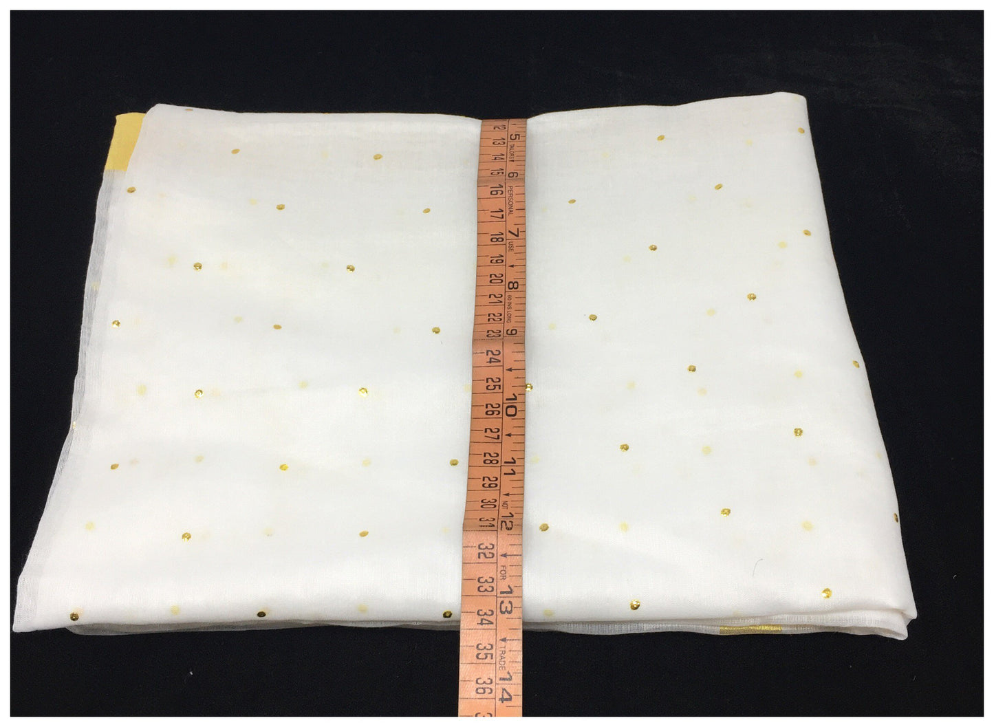 White Dupatta with Gold Foil Print Work