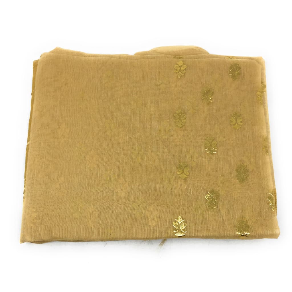 Beige Cotton Chanderi Dupatta With Gold Foil Print - chanderi dupatta gold foil print dupatta