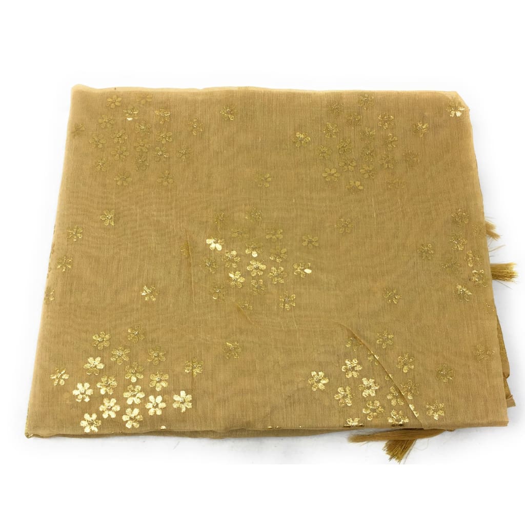 Beige Chanderi Dupatta With Gold Foil Print - chanderi dupatta gold foil print dupatta