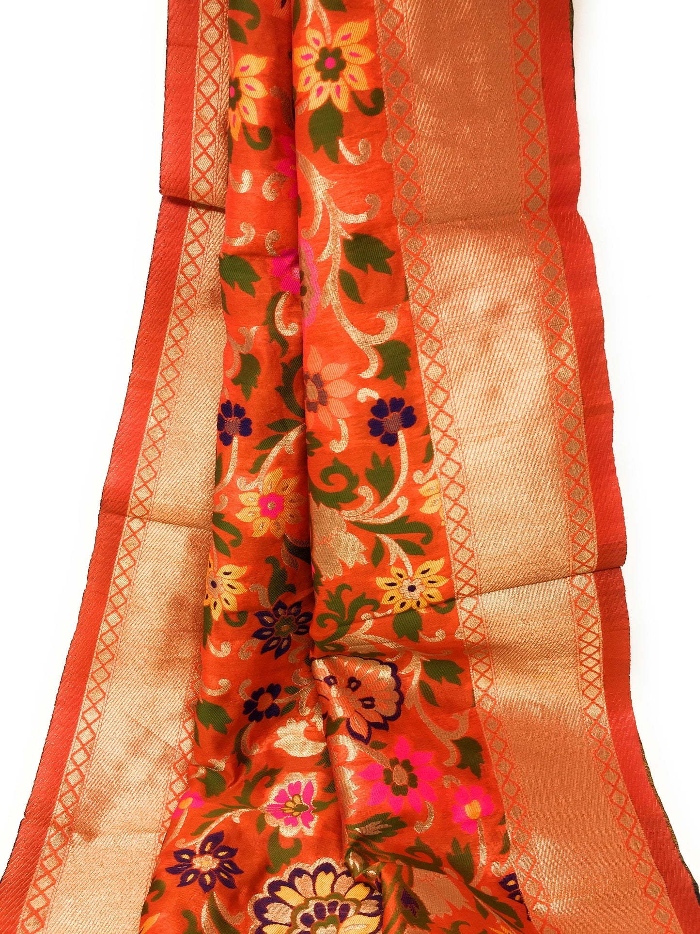 Designer Orange Banarasi Dupatta