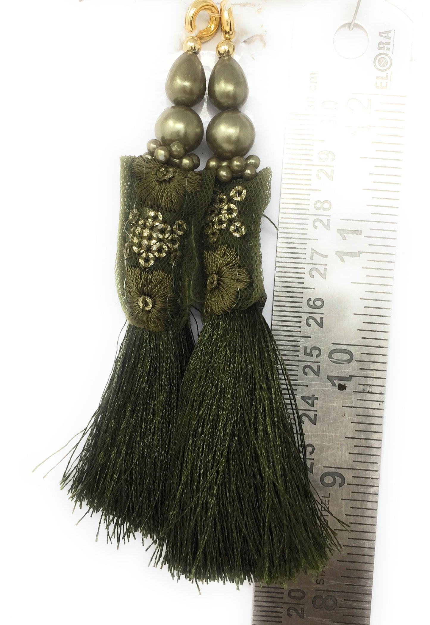 Dark Olive Green latkan blouse latkan - Set of 2