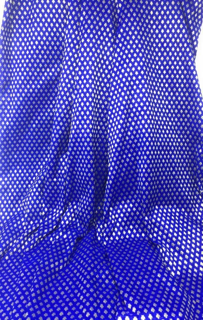 Brocade Dark blue Brocade Fabric Material - By Meter