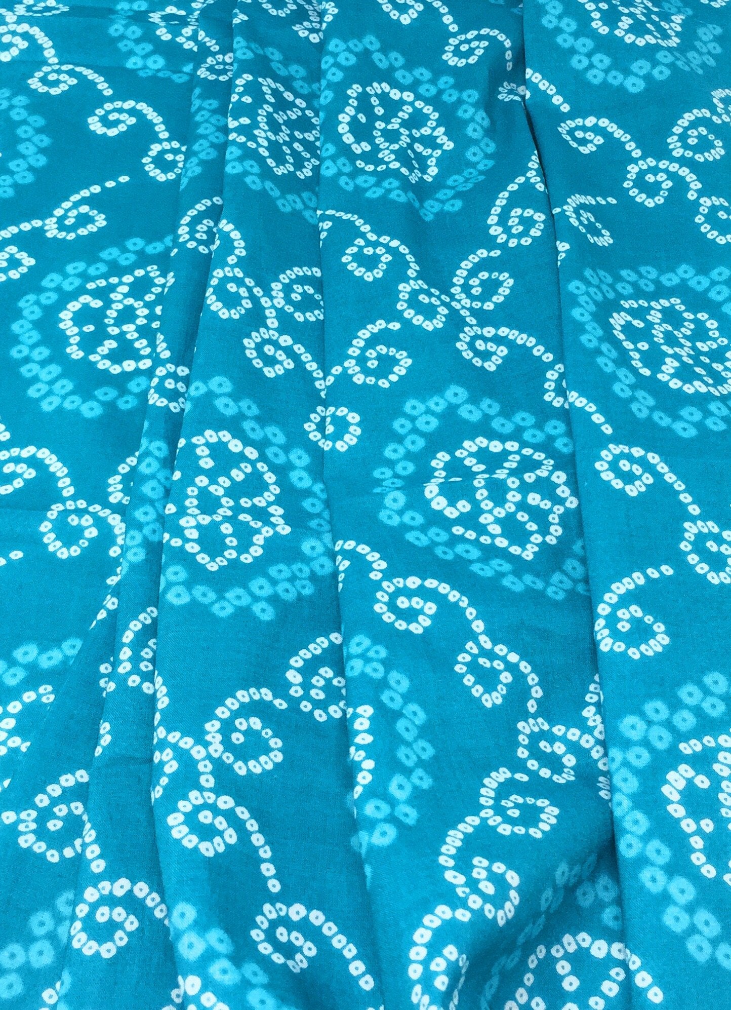 Pure Cotton Torquoise Blue Printed Fabric Material