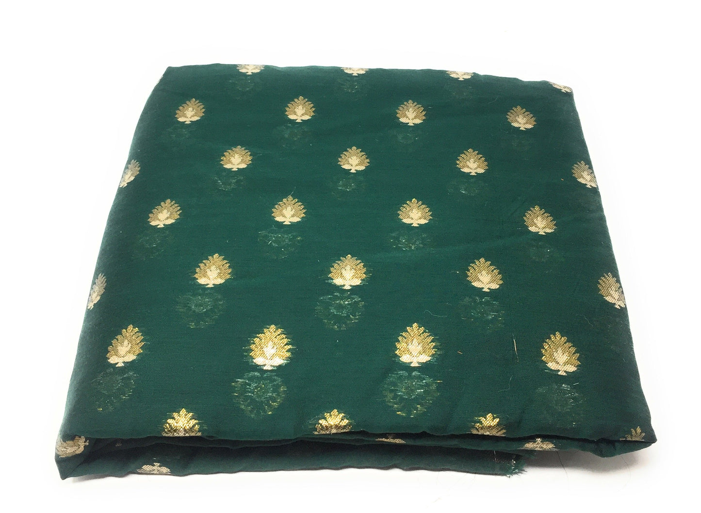 Chanderi Bottle Green Brocade Fabric Material - By Meter