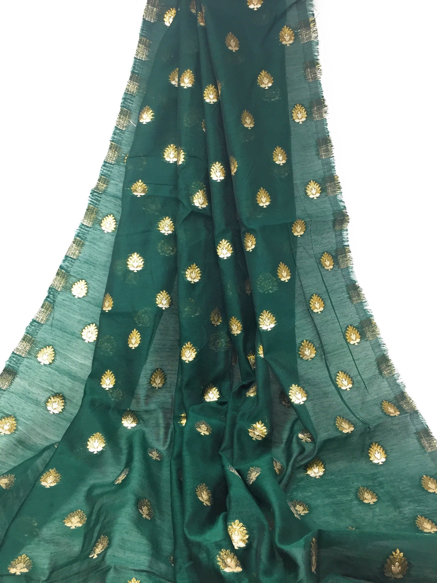 Cotton Mix Green Brocade Fabric Material - By the yard