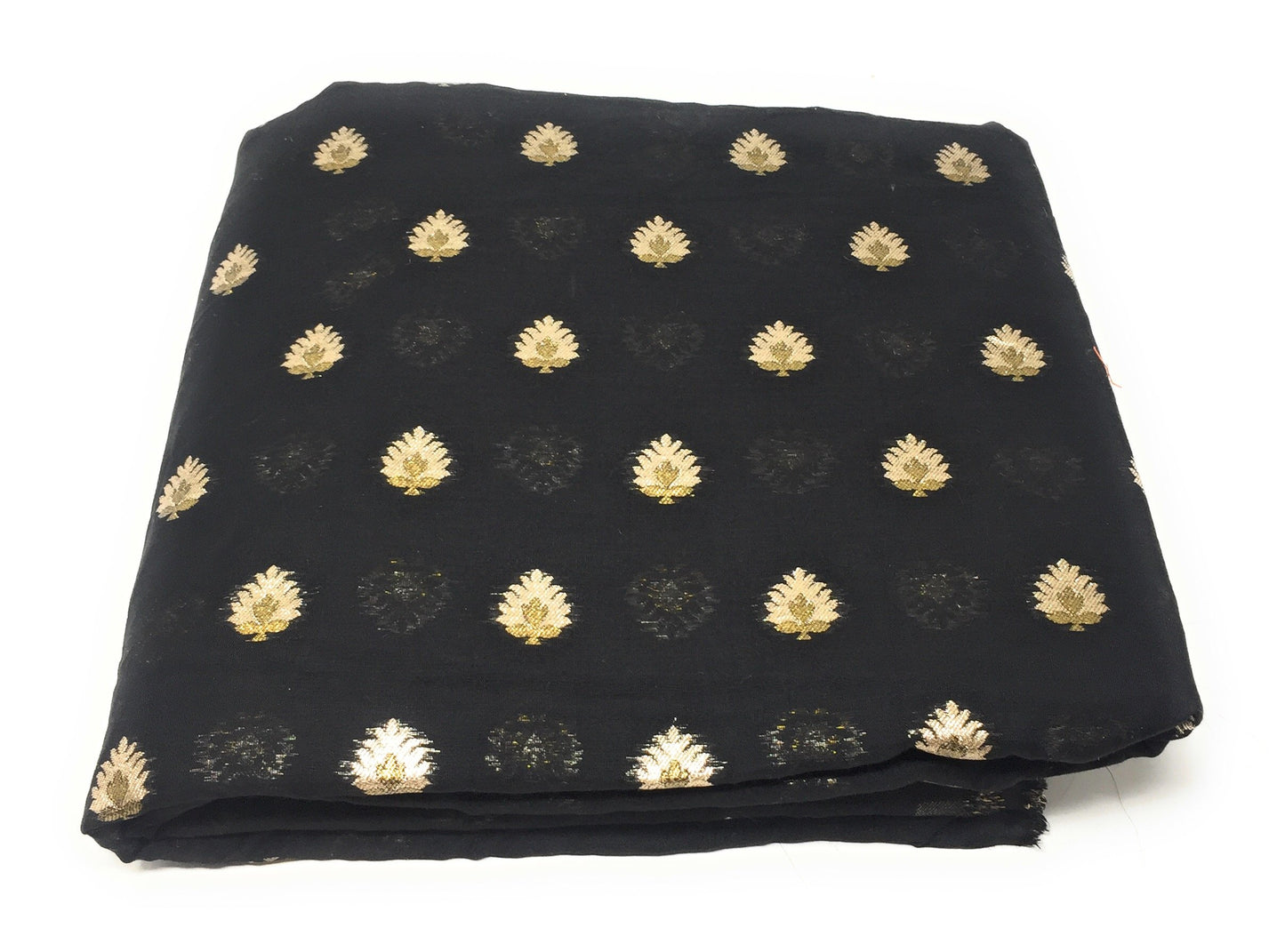 Chanderi Black Brocade Fabric Material - By Meter