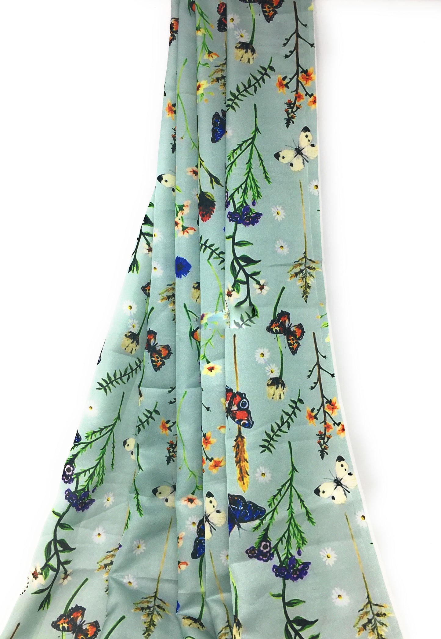 Multicolour Light Green Indian Print Modal Satin Fabric