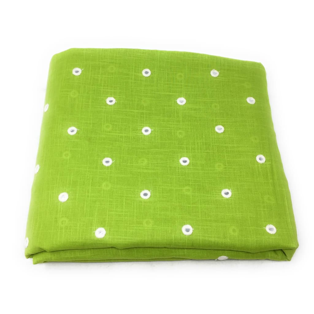 Green Mirror Work Cotton Fabric for Blouse Kurti - fabric Silver Paper Mirror Embroidery Bandhani Look Mirrorfabric_cotton
