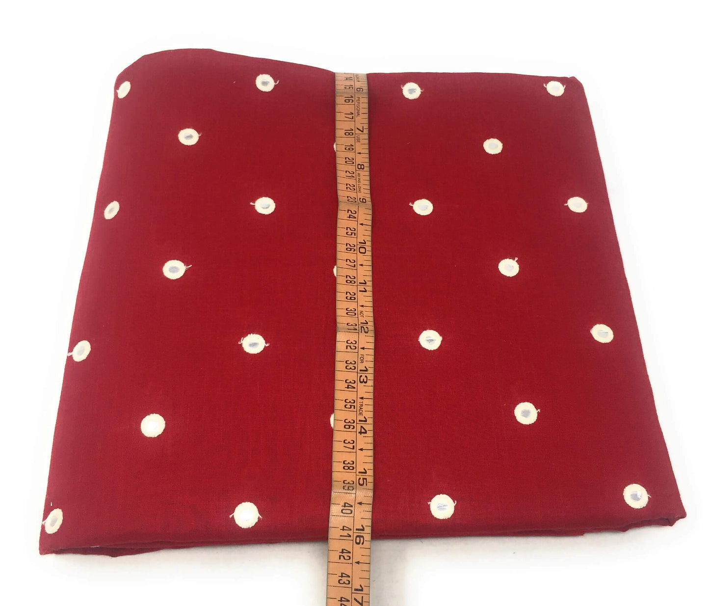 Mirror Work Cotton Dress Material In Maroon Indian Fabric Online