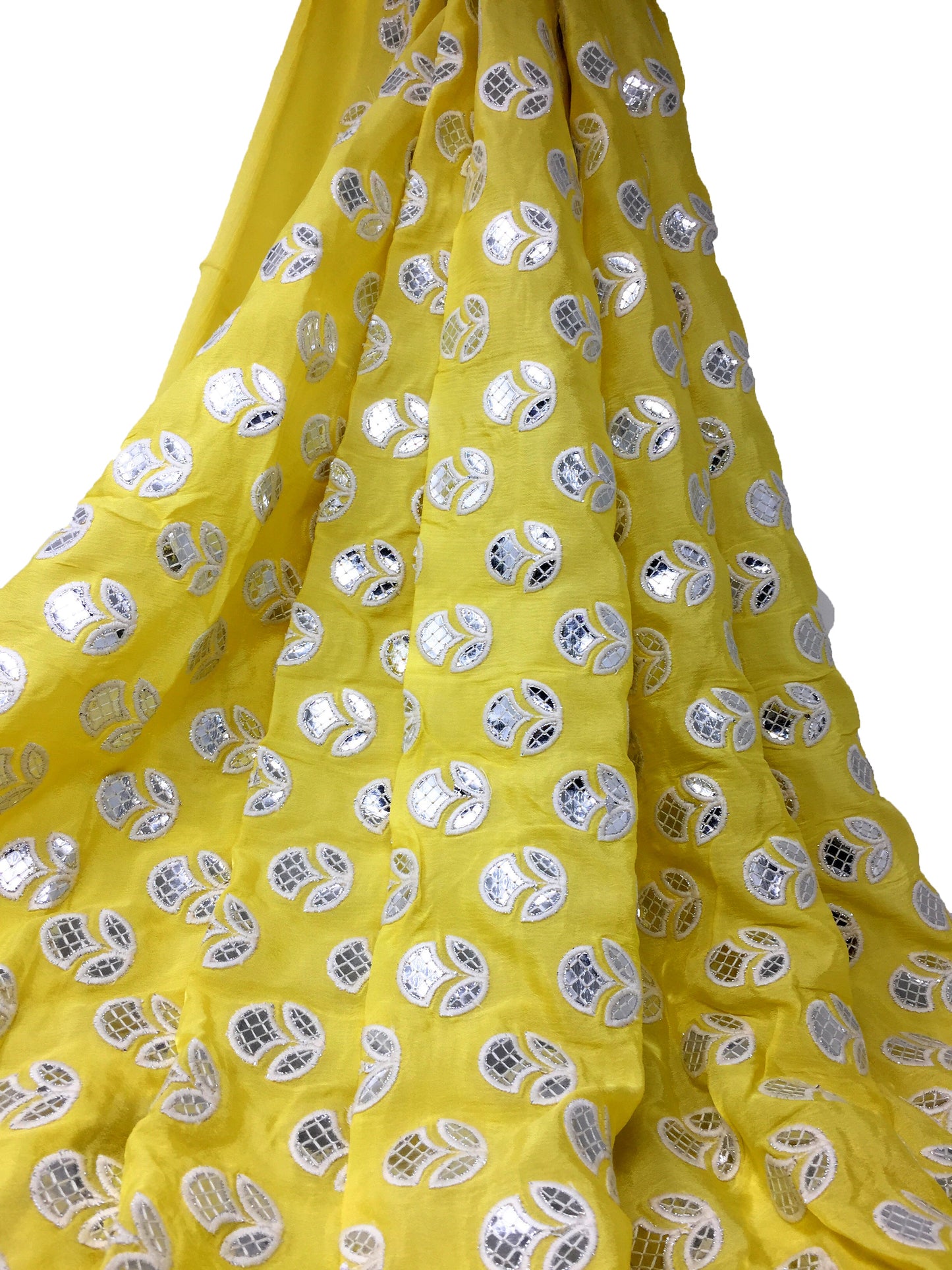 Yellow Chiffon Cloth with Gota work embroidery