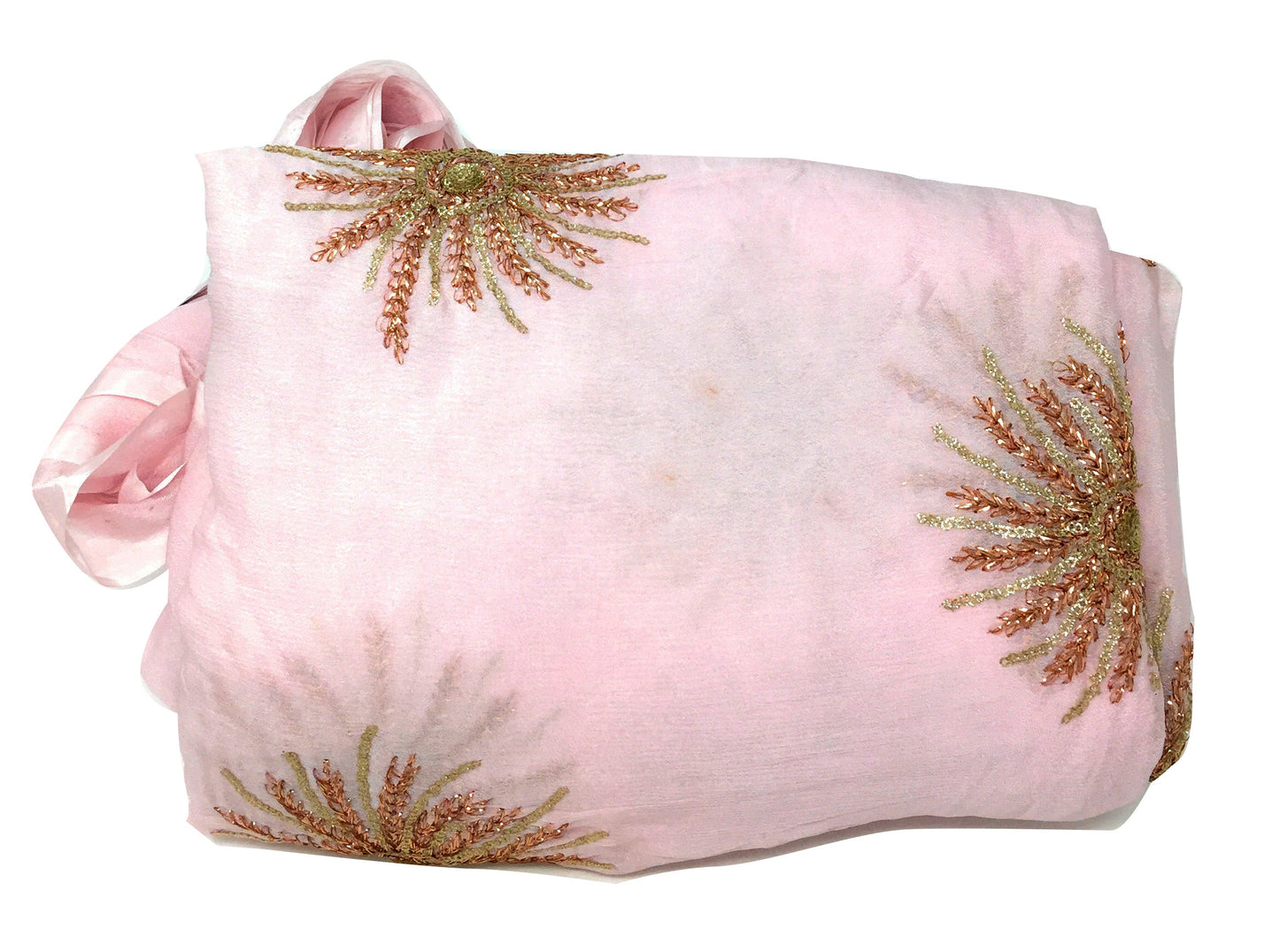 Chiffon Cloth with Sequins Embroidery in Pink