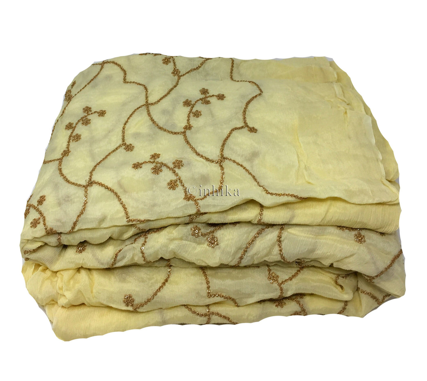 Cream Embroidered chiffon fabric
