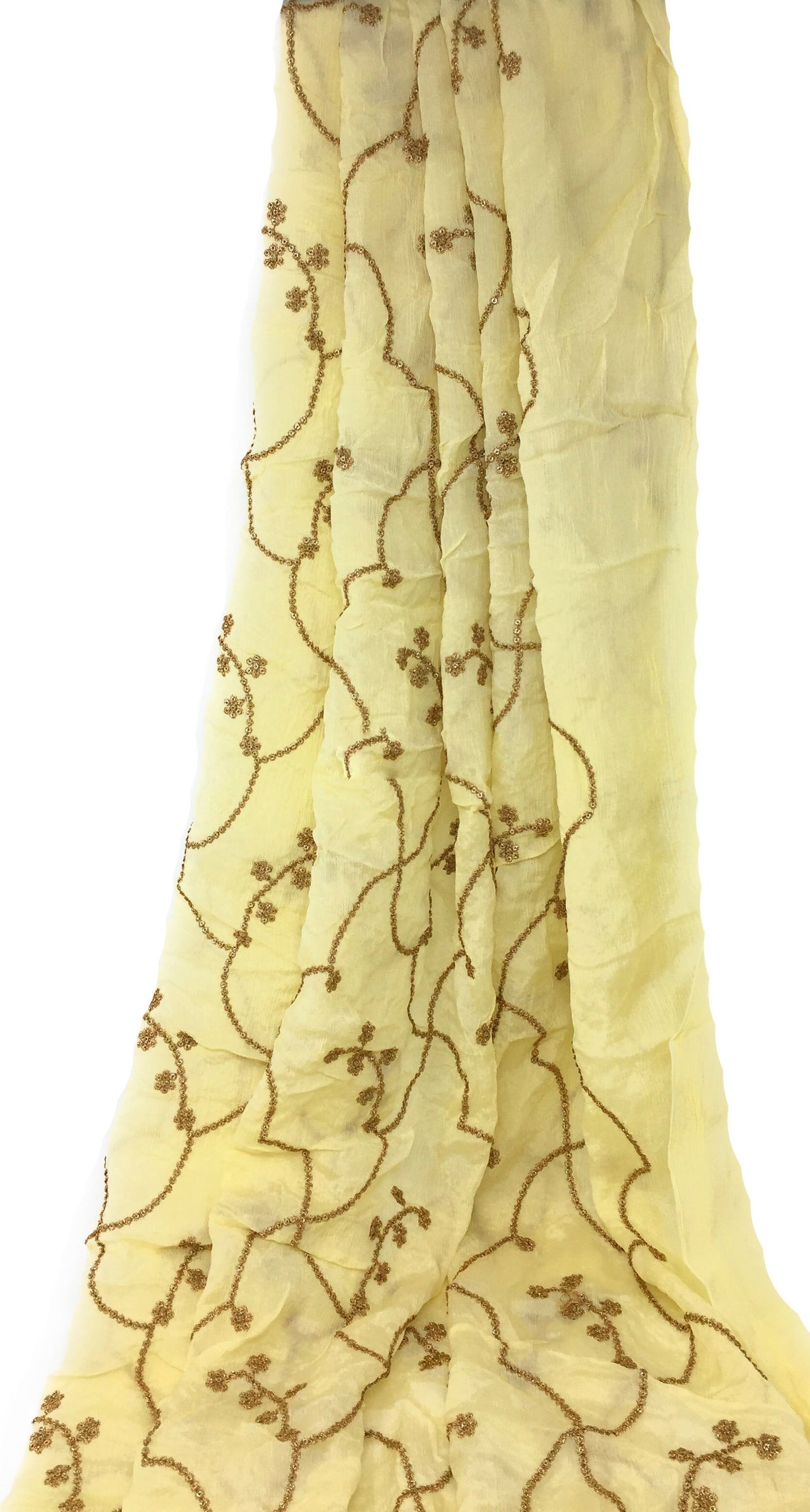 Cream Embroidered chiffon fabric