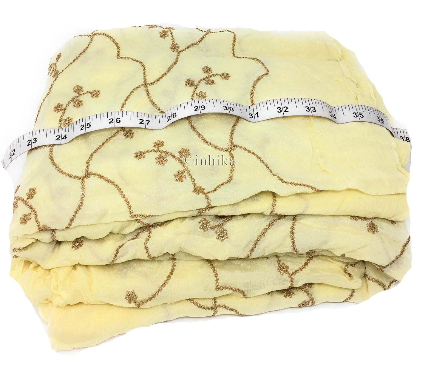 Cream Embroidered chiffon fabric
