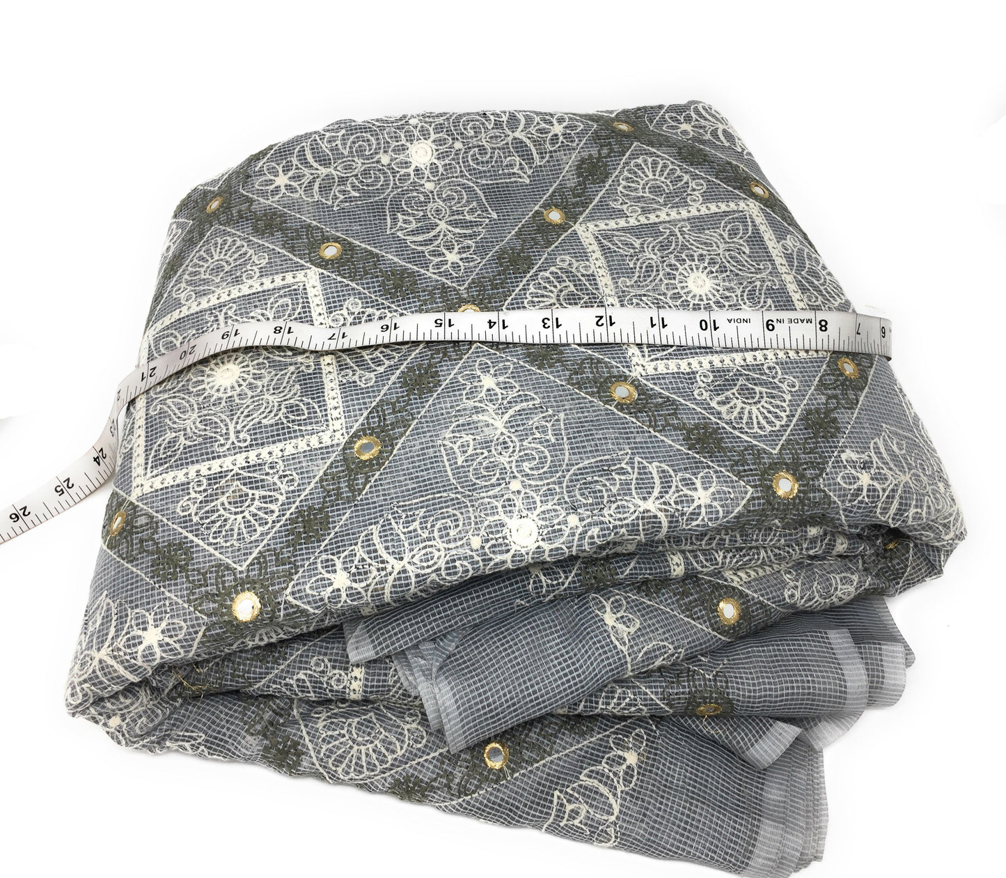 kota checks embroidery fabric