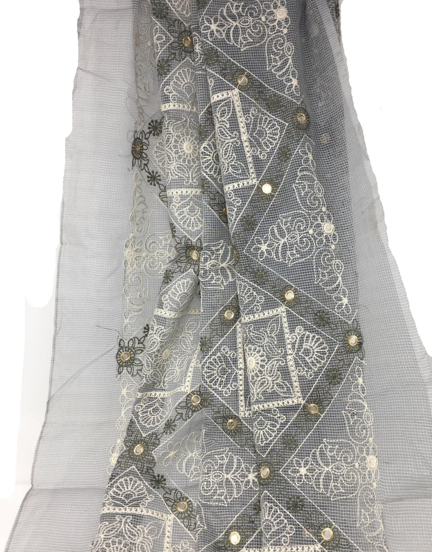 grey embroidery fabric