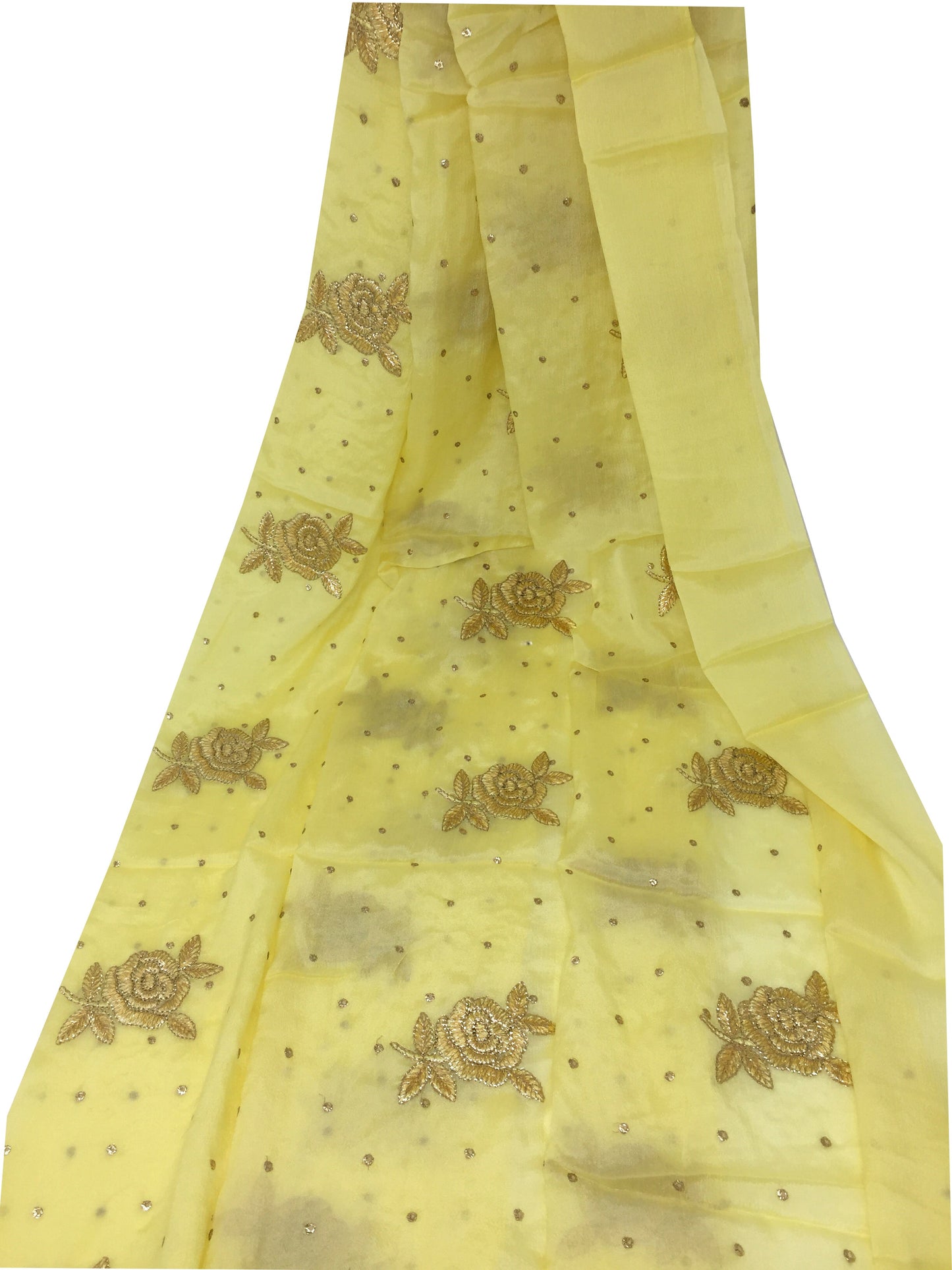 Yellow Chiffon fabric Material embroidered