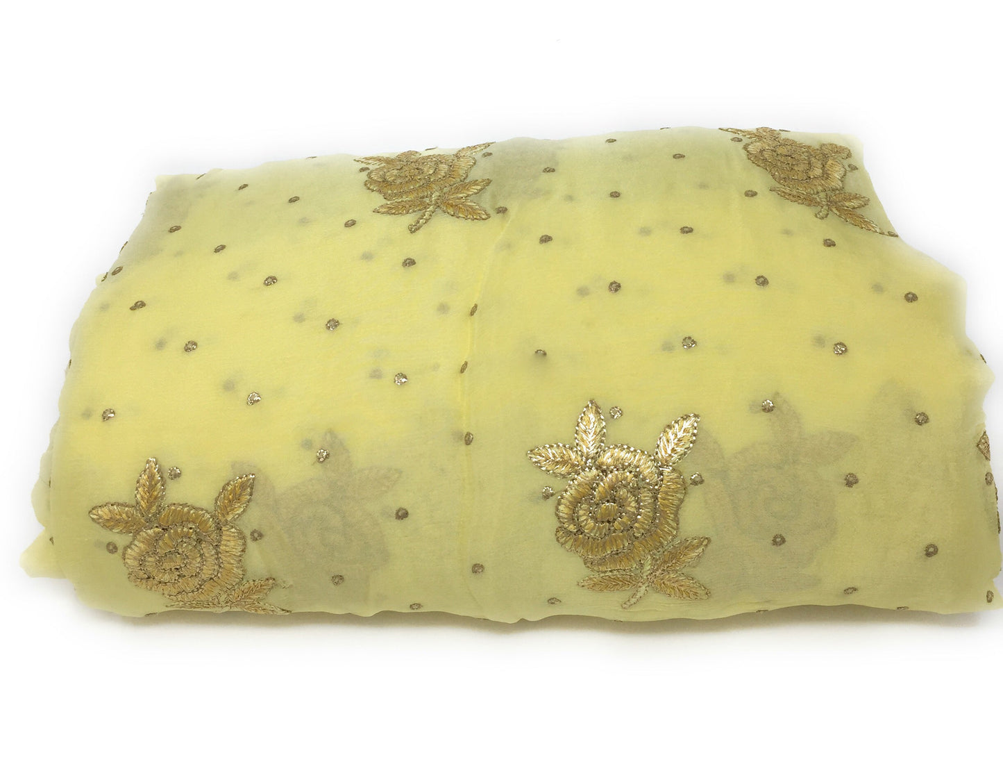 Yellow Chiffon fabric Material embroidered