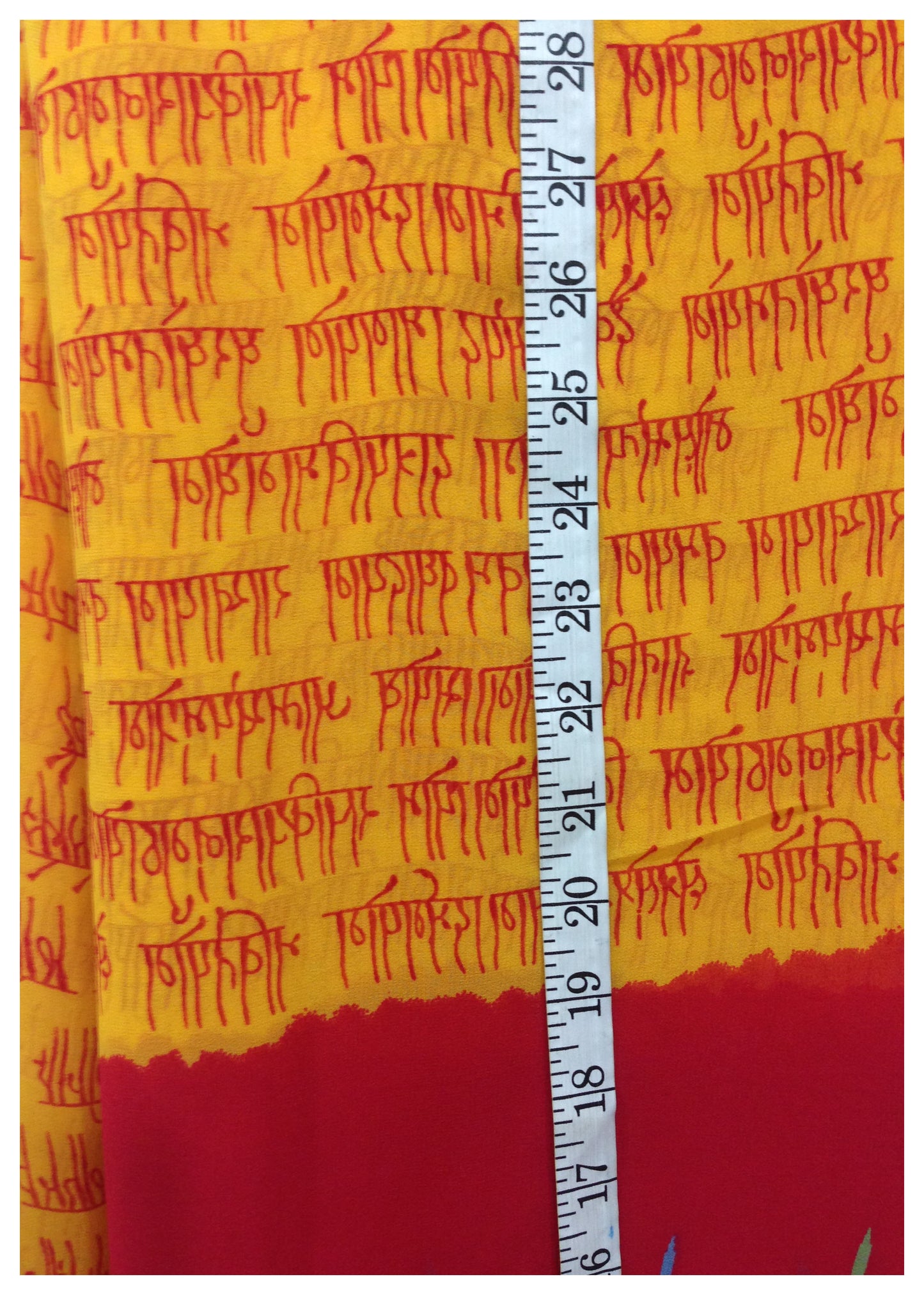 Red Orange Alphabet Print Georgette Fabric