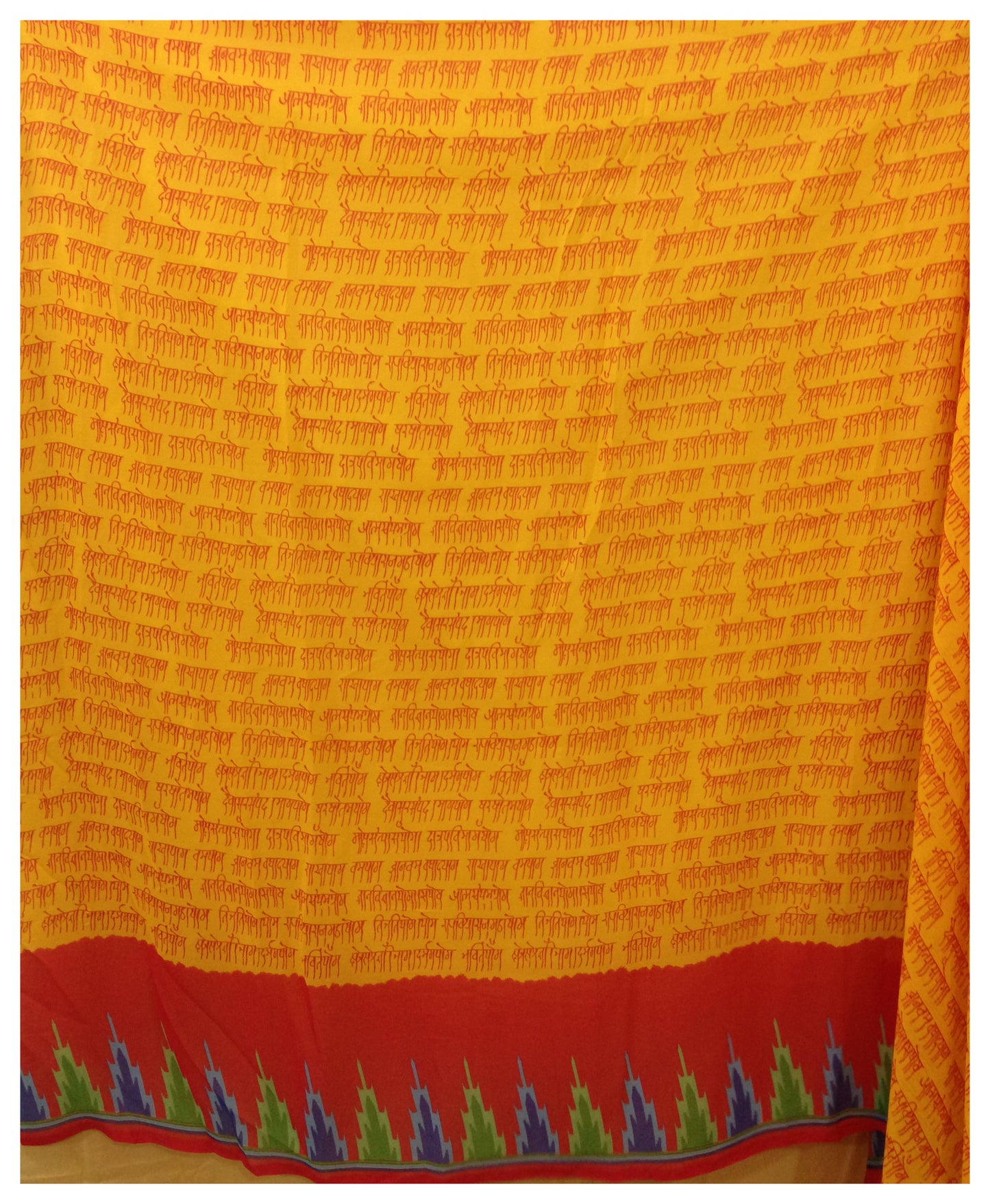 Red Orange Alphabet Print Georgette Fabric