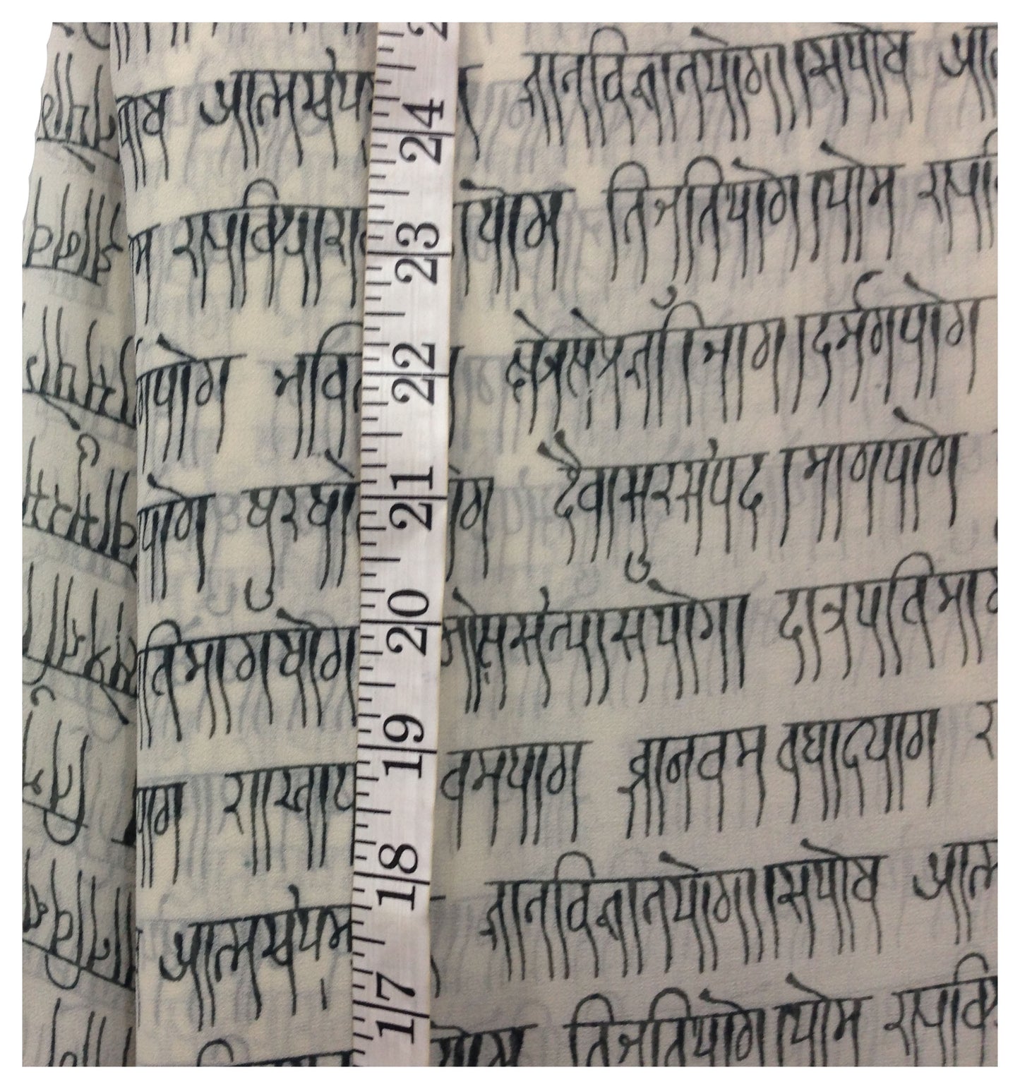 White Blue Alphabet Print Georgette Fabric