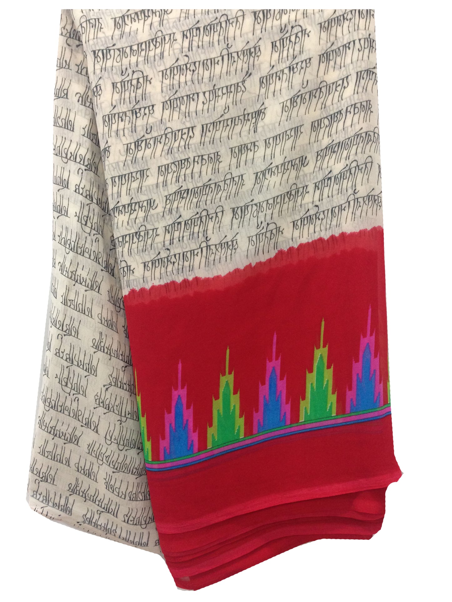 Multicolour Alphabet Print Georgette Fabric