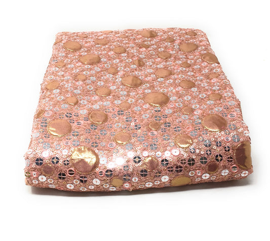 Rose Gold Sequence Fabric Material on Georgette