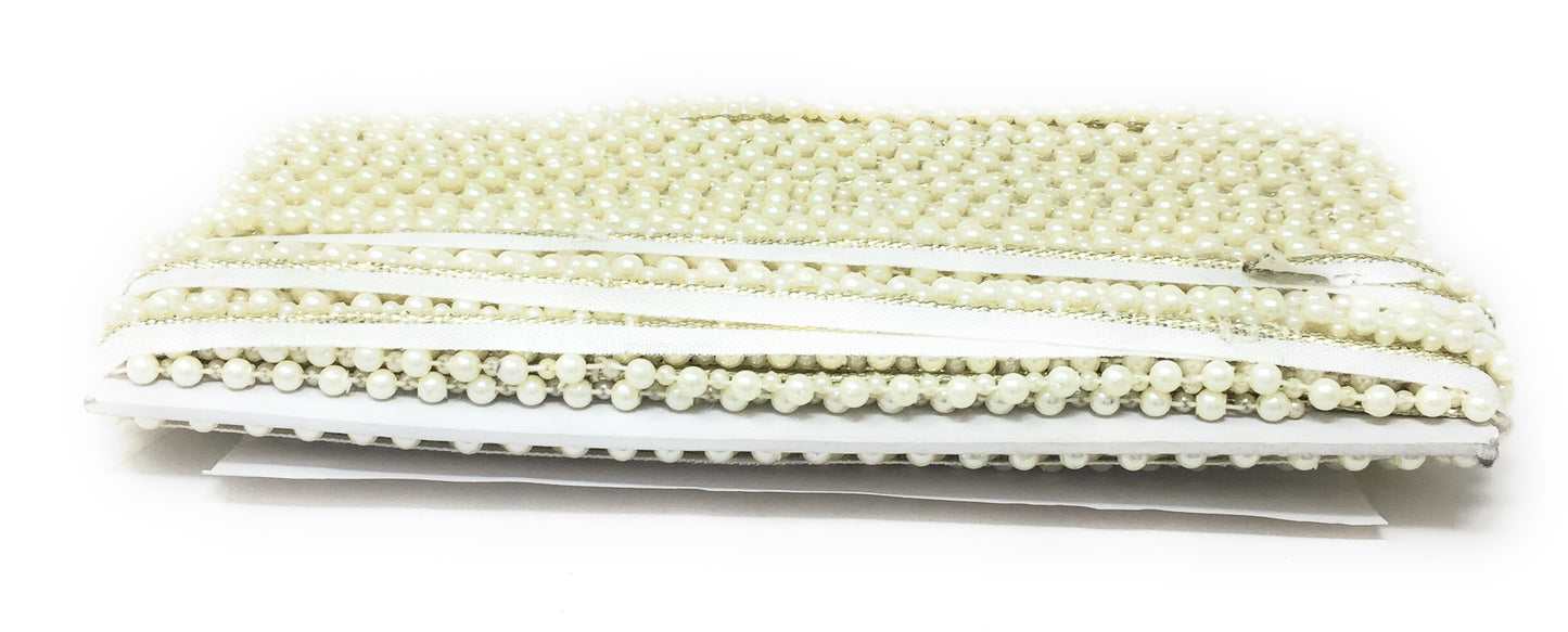 Cotton Lace Beaded Trim- 9 Meter