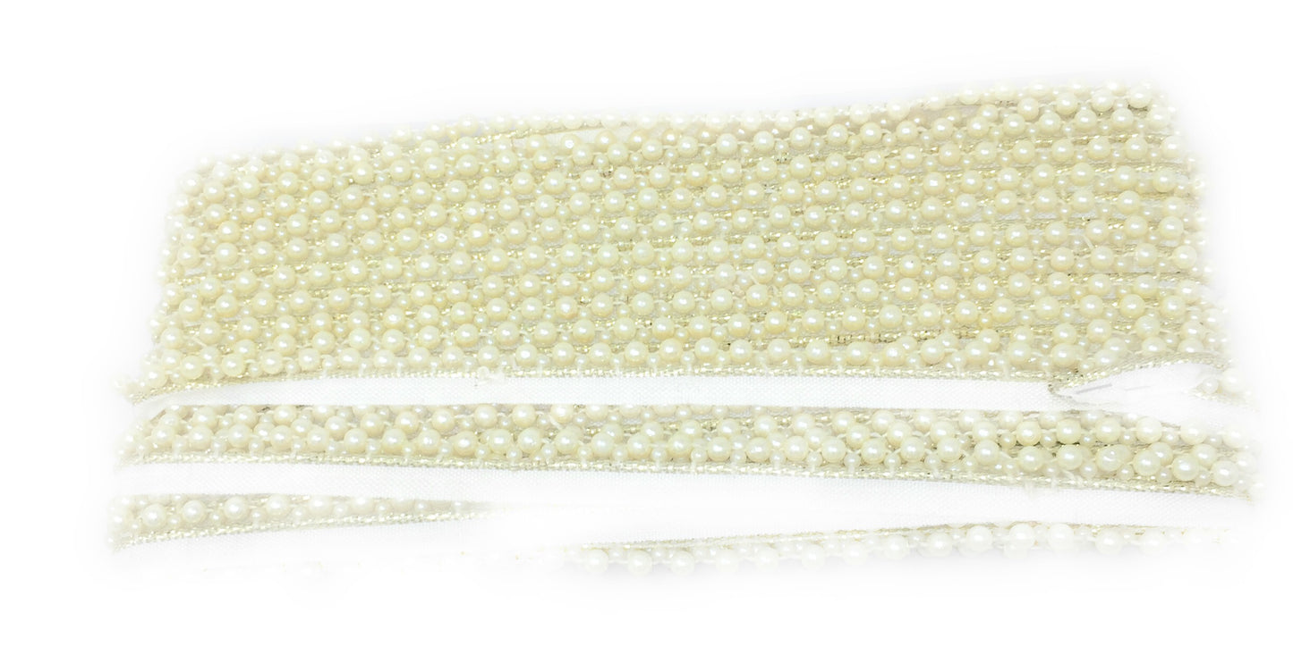 Cotton Lace Beaded Trim- 9 Meter