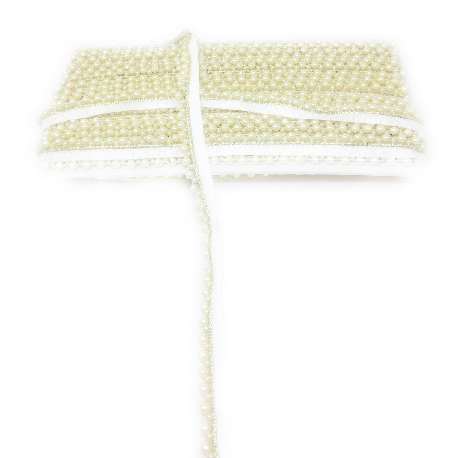 Cotton Lace Beaded Trim- 9 Meter