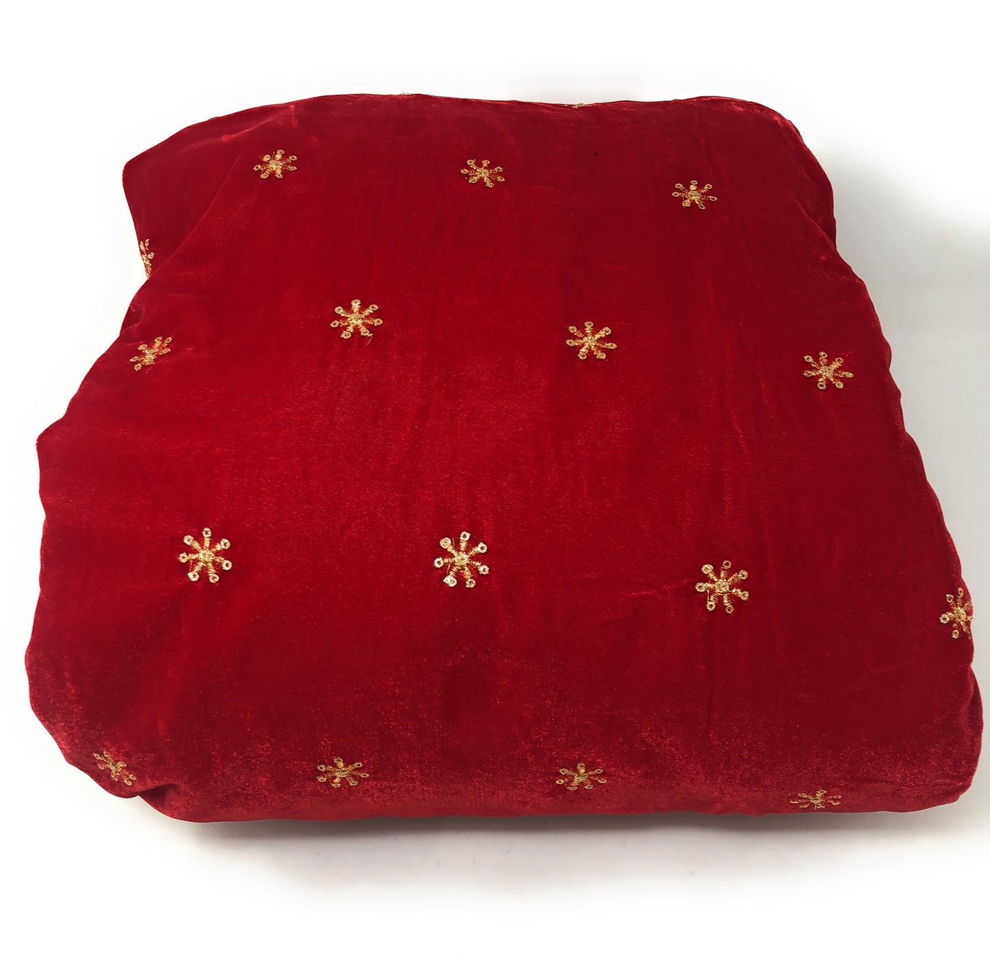 Red Velvet Fabric, Gold Sequin Embroidery Material by meter