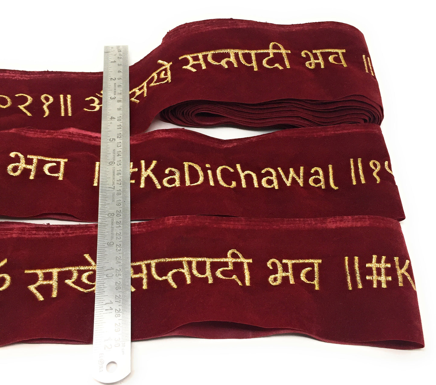 Customized lace of Sada Saubhagyavati Bhav Lace with Your name and message Border Trim - 7 Meter Long