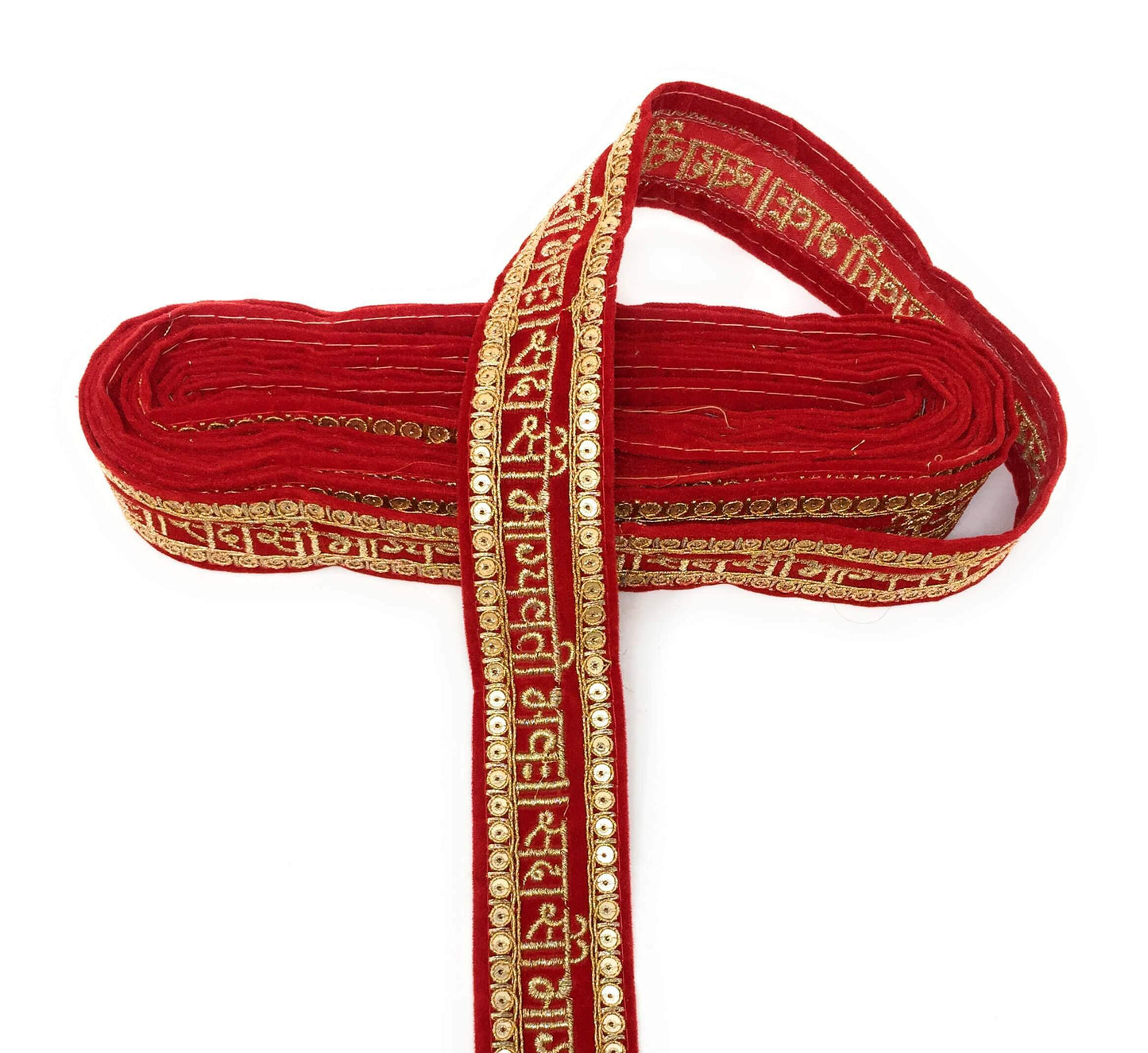 Red Bridal Sada Saubhagyavati Bhav Lace Border Trim For Wedding Dupatta Or Dress- 9 Meter