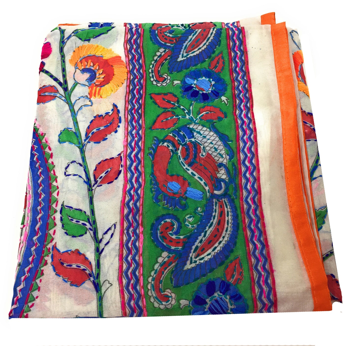 Kantha Stitch Dupatta on Madhubani Motifs