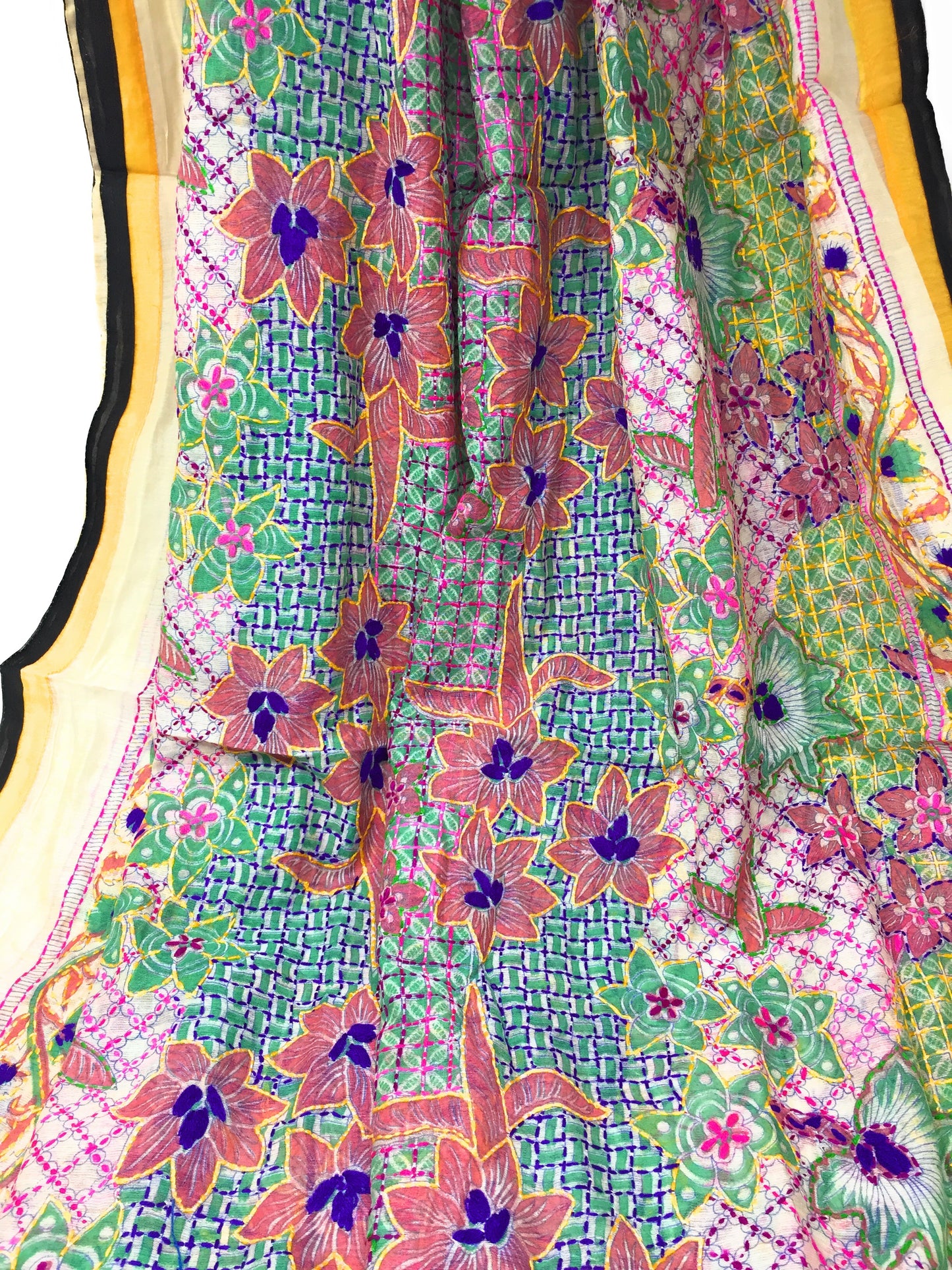 Embroidery Work Dupatta - Kantha on Madhubani