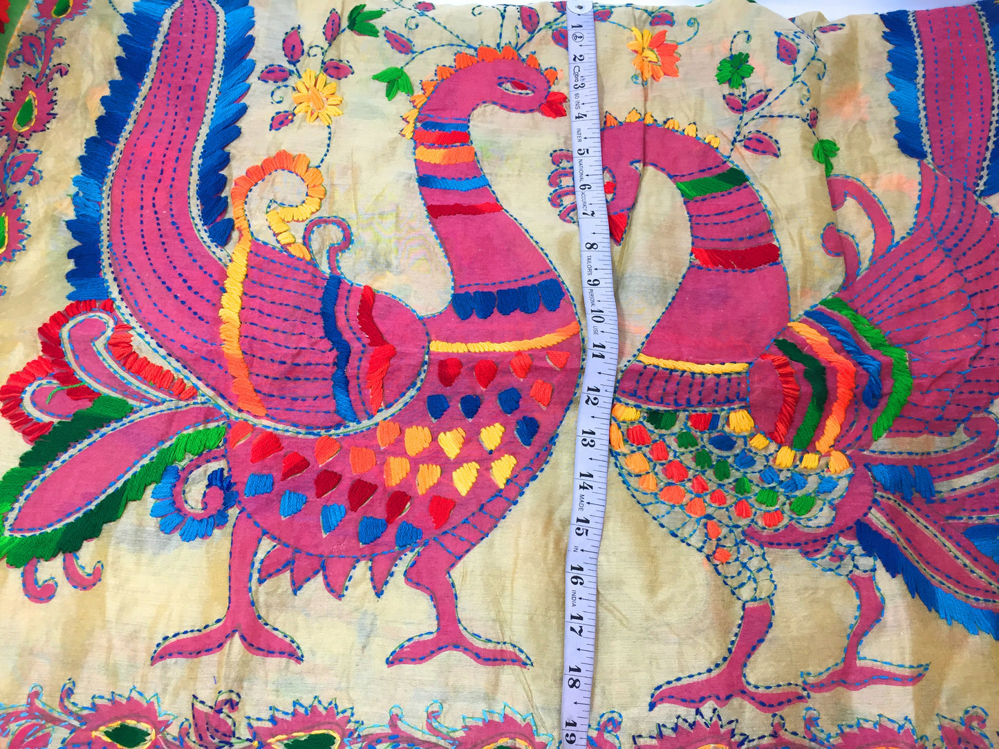 Kantha Embroidered Dupatta on Madhubani Painting