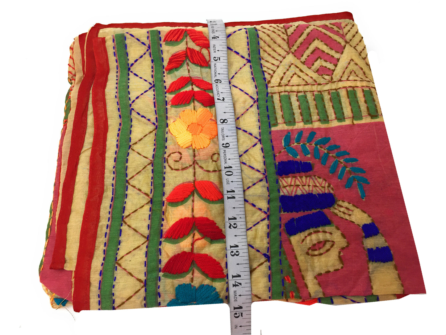 Cotton Embroidery Dupatta Kantha Work on Madhubani Painting