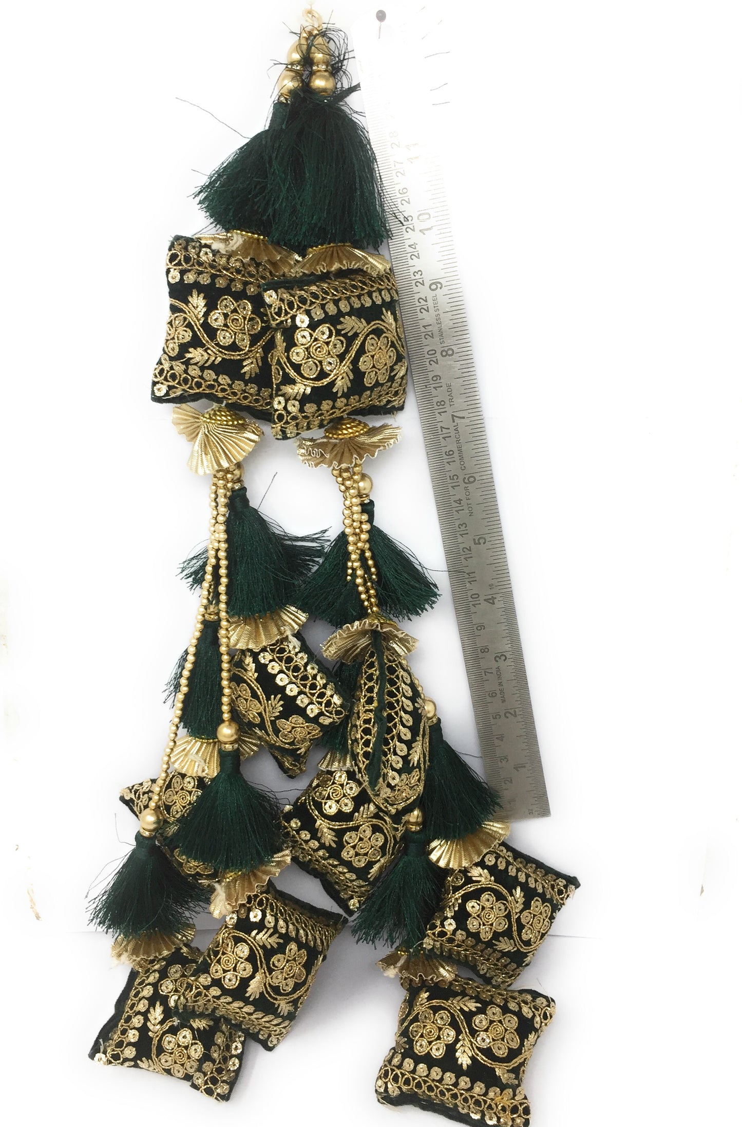 Emerald Green Tassels Latkan - Set of 2