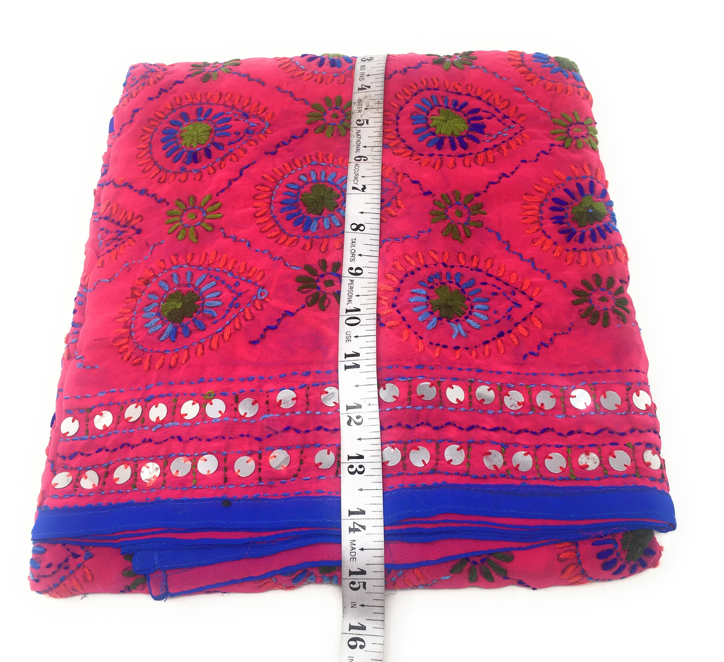 Multicolour Kutchi Embroidered Dupatta in Pink