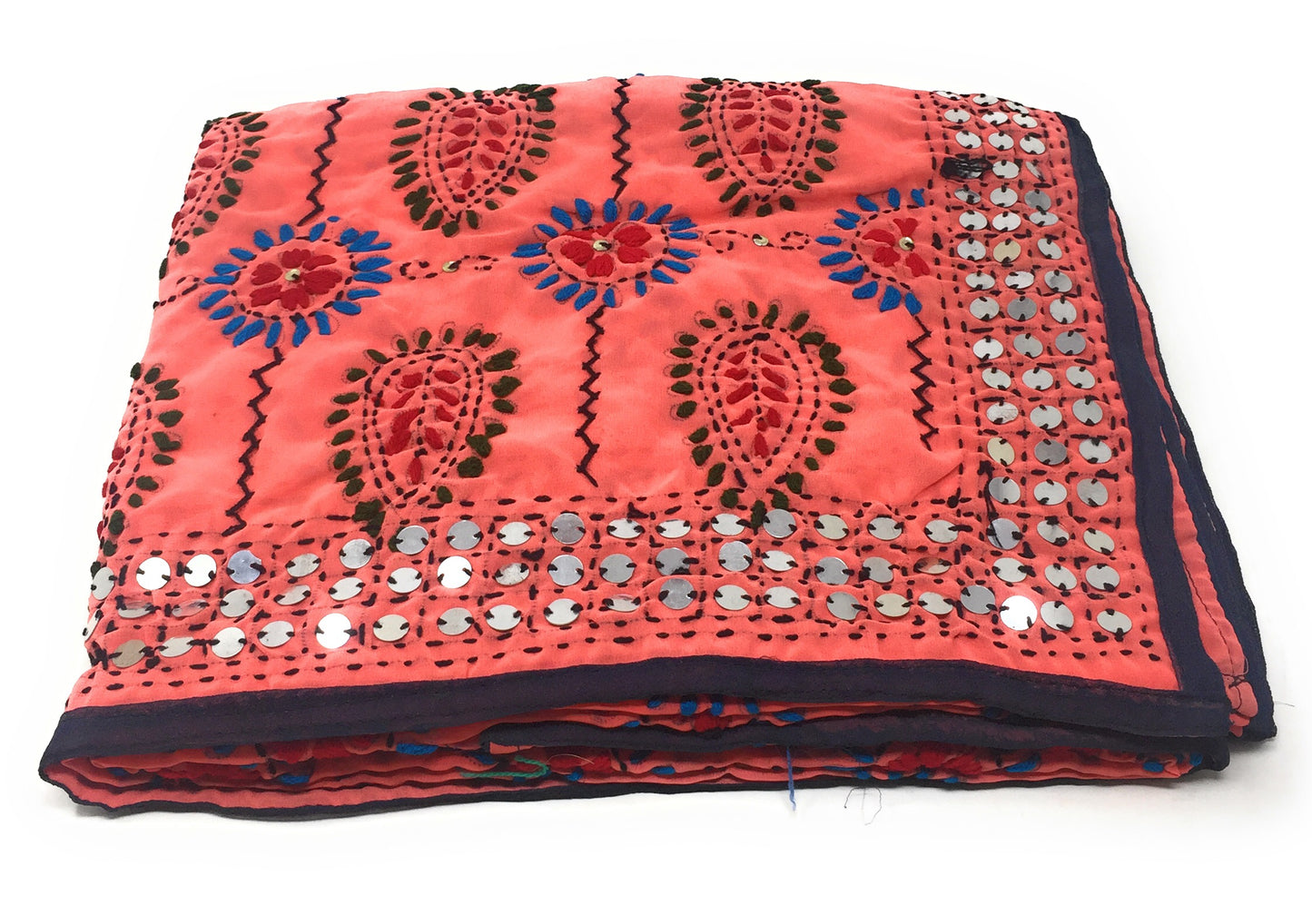 Multicolour Phulkari Dupatta in Peach
